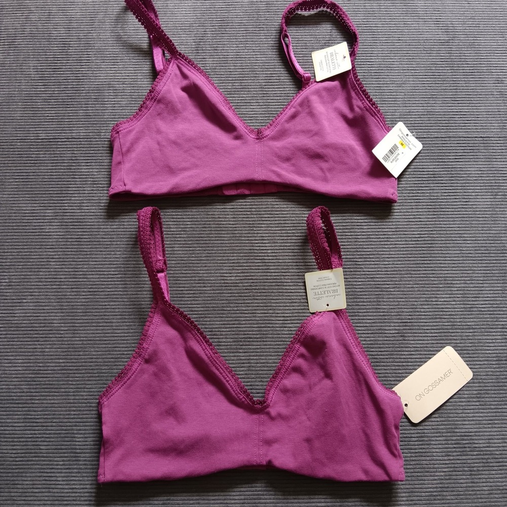 DKNY Bralette Bundle Womens M Purple Grey New 3 Pack Cotton Lace Triangle Scoop - Picture 2 of 8